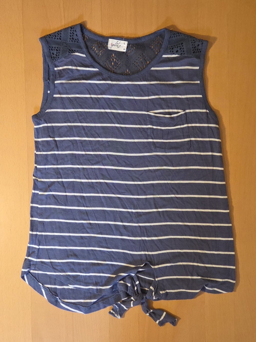 Sleeveless Blue Striped Tie-Hem Top by Staccato